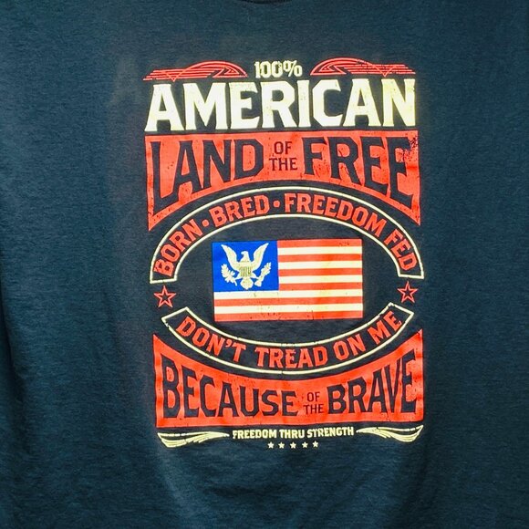 100% American Land Of The Free Patriotic T-Shirt 3XL Freedom Strength Tee Black - Picture 6 of 11
